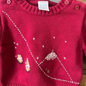 Gymboree | Cranberry Red Winter Embroidered Knit Baby Outfit (3-6 months)